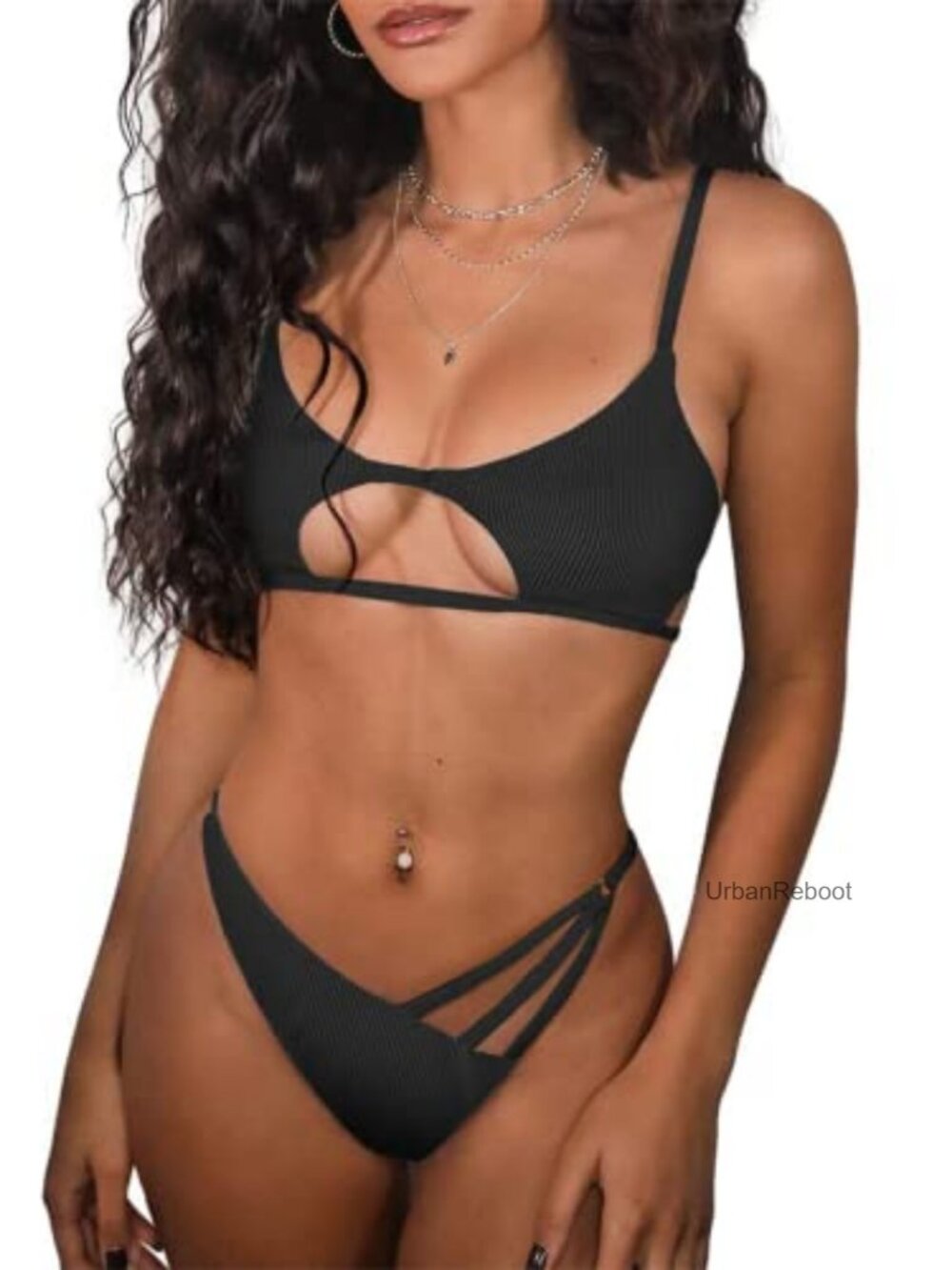 Sexy Cutout Thong Bikini Set Two Piece Swimsuit Tie Back